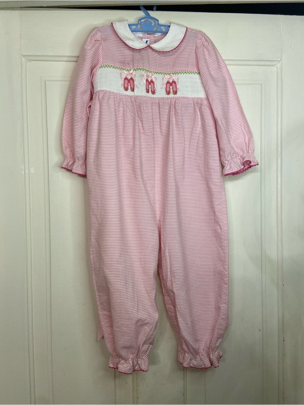Hand Smocked Pink Ballet Shoe Romper